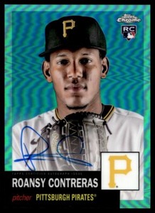 2022 Topps Chrome Platinum Anniversary Aqua Roansy Contreras Rookie Auto /150
