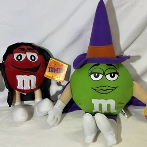 M&M's Set Of Two Red Vampire And Green Witch Plush Mini Stuffed Toy - Picture 1 of 7