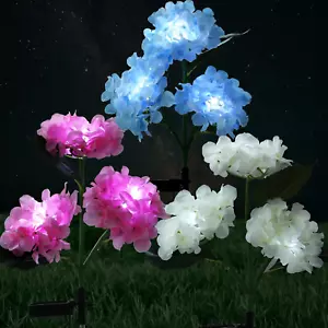 Solar Lights Outdoor Decorative - 3 Pack Hydrangea Solar Garden Stake Lights, Mu - Picture 1 of 12