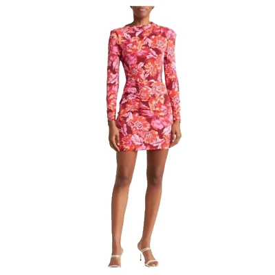 Nuevo Mini Vestido Donna Morgan Mujer Rosa Floral Manga Larga Elastizado Bodycon Talla 10 Foto 1 de 4