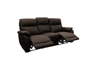 COURTNAY LEATHER ELECTRIC RECLINER 3 SEATER SOFA CHOCOLATE - Picture 1 of 2
