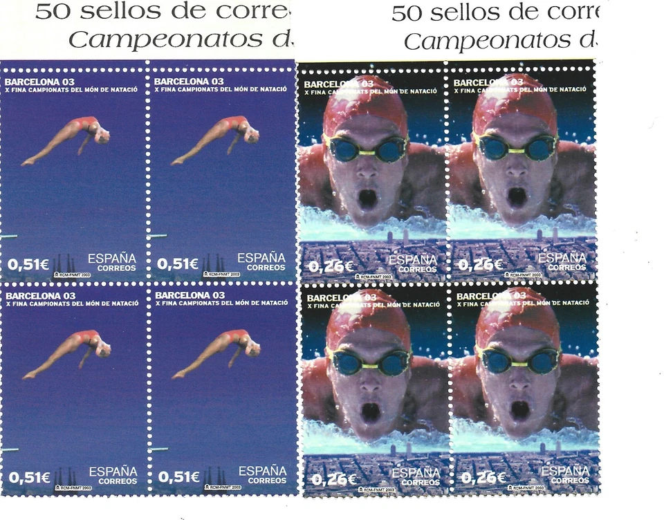 ESPAÑA. Año: 2003. NATACIÓN BARCELONA 2003 BLOQUE DE 4  EDIFIL 3989/90  ** - Imagen 1 de 1