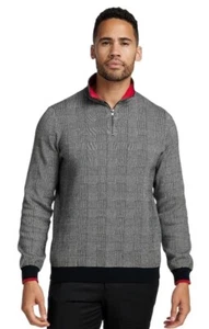 Men’s Paul Frederick Plaid Long Sleeve 1/4 Zip Mock Neck Pullover - Size Medium - Picture 1 of 7