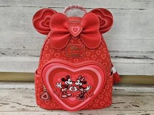 Neu mit Etikett Loungefly Disney Minnie Mouse Hearts Ohren Mini-Rucksack Boxlunch Valentinstag - Bild 1 von 6