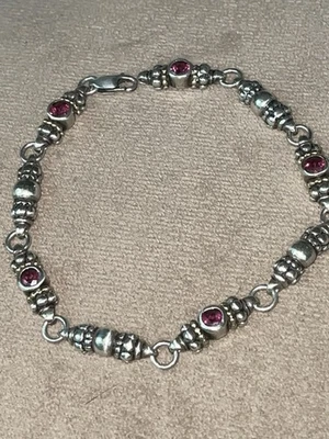 LAGOS Sterling Silver W/ 18K Rhodolite & Caviar Bead Link Bracelet - Image 1 of 4