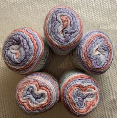 Silky Soft Gradient Ombre Cake Yarn SUGAR SWIRL 5x 100g 280m Cotton Acrylic Wool - Image 1 of 3