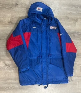 Giacca con cappuccio pesante vintage Reebok NFL Pro Line taglia Large New York Giants - Foto 1 di 18