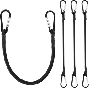 4 Stück Doppelendtasche Gummiseile, schwarze Gummiseile mit Karabinerhaken, Binden - Bild 1 von 5