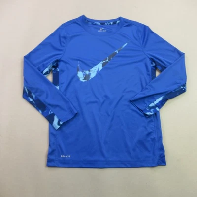 Nike Shirt Boys Medium Long Sleeve Casual Crew Neck Lightweight Outdoor Blue - Image 1 of 4