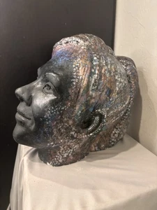 Figura estatua única cabeza texturizada multicolor escultura arte decoración del hogar - Imagen 1 de 24