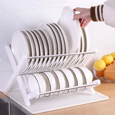 X-Type Folding Bowl Draining Stand Plastic Plate Drain Holder  Countertop - Image 1 of 4