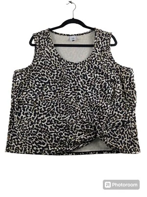 Camiseta sin mangas Cabi XXL estampado de leopardo dobladillo nudoso estilo sin mangas 5759  Foto 1 de 4