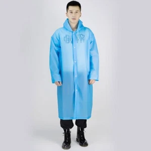 Eva BigLion Adult Waterproof Reusable Rain Hooded Poncho with Sleeves - Blue - Picture 1 of 1