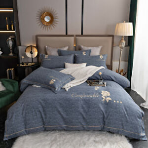 warmful bedding set 4pcs velvet embroidered duvet cover flat sheet pillowcases
