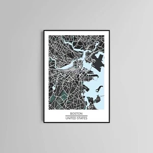 Boston Modern Map Poster Print HomeDecor Office Decor Gift Idea - Picture 1 of 3