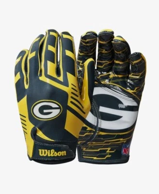WILSON Green Bay Packers NFL Stretch Fit Receiver Football Gloves