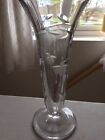 Crystal Glass Vase Engraved With Fusias 8 X 31 4 Inches