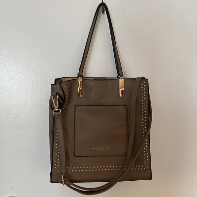 Marc New York ANDREW MARC Pebbled Taupe Handbag Shoulder Bag - Image 1 of 4