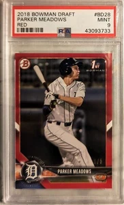 Parker Meadows 2018 Bowman Draft 1. ROT parallel */5* SSP Tigers RC PSA 9 NEUWERTIG - Bild 1 von 1