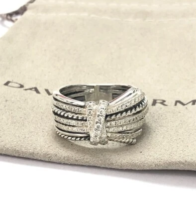 Anillo Angelika David/Yurman Plata de Ley 925 con Diamantes Talla 7 Foto 1 de 4
