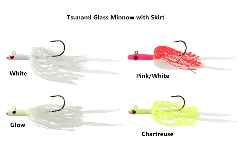 Tsunami Glass Minnow Teasers Silicone Skirt Fluke Sea Bass Flounder 1 Per Pack - Image 1 of 2