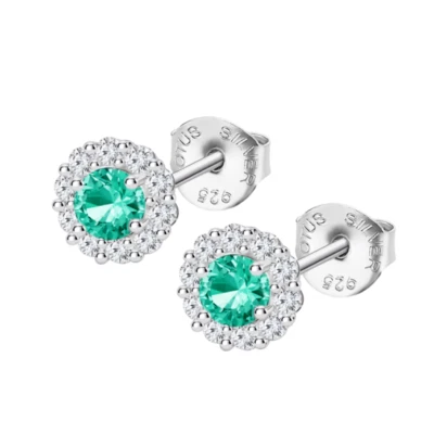Orecchini Donna Lotus Silver LP1290-4/6 In Argento A Bottone Con Pietra Verde - Immagine 1 di 2