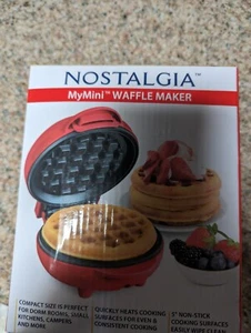 NEW! Nostalgia My Mini Personal Electric Waffle Maker 5" - Red - Picture 1 of 3
