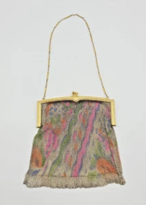 Antique Art Deco Style Painted Fine Mesh Purse by Whiting & Davis - Picture 1 of 13