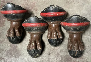 Antique Set 4 Cast Iron Bathtub 7 3/8" Painted EAGLE CLAWFOOT Feet Bath Tub Legs - Picture 1 of 4