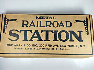 Unbuilt 1950's Marx Glendale Railroad Train Station W/Box Paper Tin Metal #4409