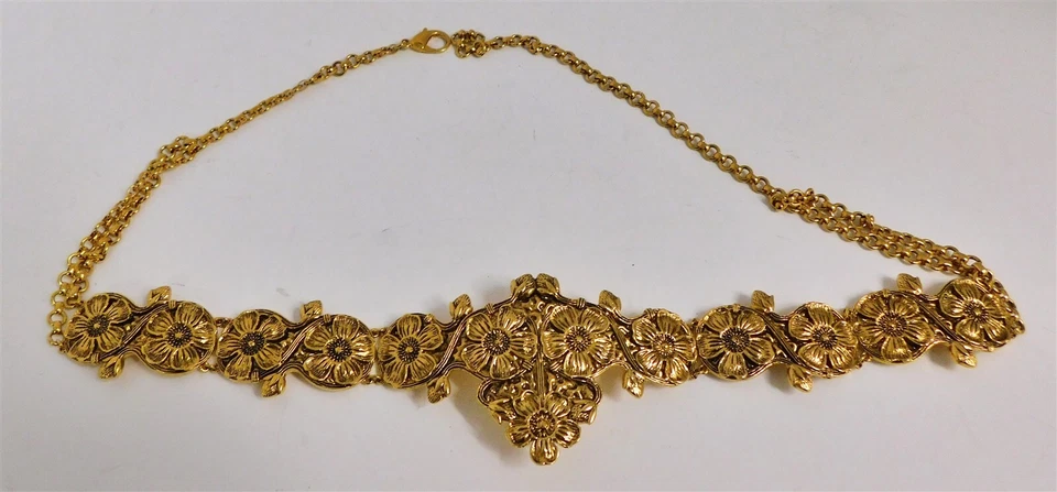 Roberto Cavalli Italy Gold Wide Ornate Buckle Chain Belt 33 - Image 1 of 2