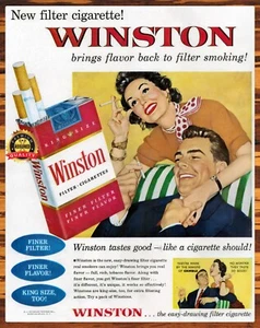 Winston - Trae sabor de vuelta - Años 50 - Raro - Letrero de metal 11 x 14 - Imagen 1 de 4