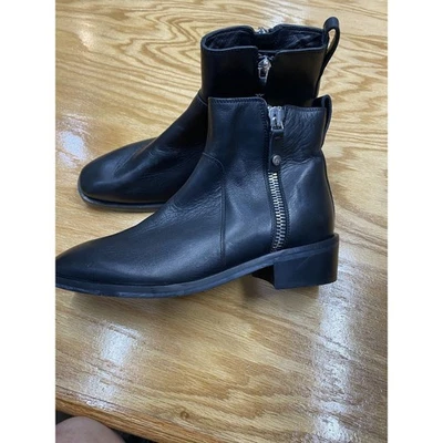 Botines Aquatalia Colbie para mujer 7 triple cuero negro doble cremallera S44 Foto 1 de 4