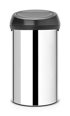 Brabantia 60 Litre Large Kitchen Touch Bin (Brilliant Steel/Matt Black Lid) - Image 1 of 4