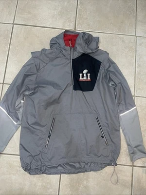 Nike Super Bowl 51 LI 1/4 Zip Gray Jacket Patriots Brady Falcons Mens Size L - Image 1 of 4