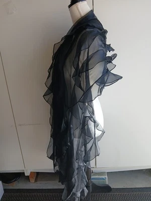 Mujeres Mantón Largo Volantes Organza Ligero Elegante Noche Fiestas OS Foto 1 de 4