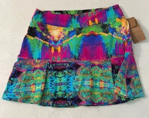 Dona Jo lebendiger mehrfarbiger Damen-Skort Tennis Golf Gr. 3 adretter Maximalist neu mit Etikett - Bild 1 von 15