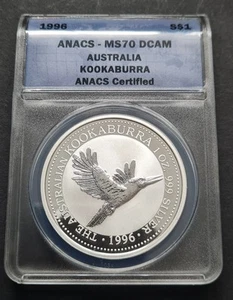1 oz Silver 1996 ANACS MS 70 DCAM Australian Kookaburra $1 Coin - Picture 1 of 3