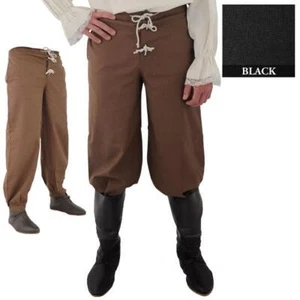 MEDIEVAL RENAISSANCE PIRATE MUSKETEER VIKING Mens All Period Black Medium PANTS - Picture 1 of 1