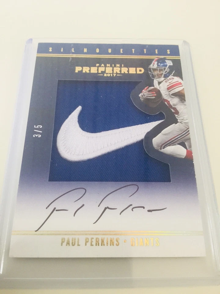 2017 Preferred Paul Perkins Nike Swoosh LOGO Patch Auto /5 RARE! "1/1" Relic? SP - Image 1 of 1