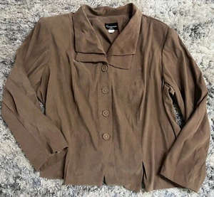 Cimmaron Plus Blazer Jacket Lined Brown Womens Size 24 button up long sleeve - Picture 1 of 3