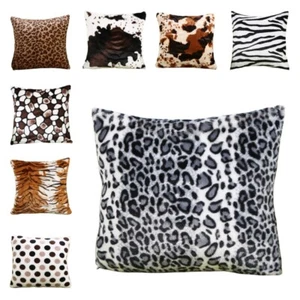 Leopard Zebra Printed Velvet Square Cushion Cover Home Sofa Car Pillow Case 17'' - Picture 1 of 14
