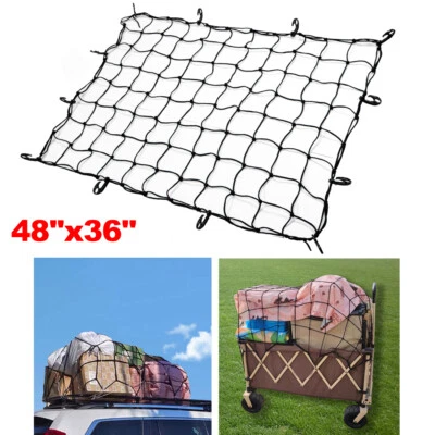 48''x 36''Latex Roof Rack Cargo Net Bungee Mesh 12 Hooks Pickup SUV Truck Bed - Image 1 of 4
