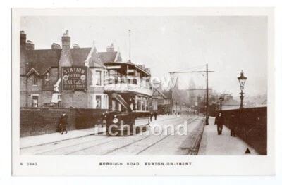 Burton On Trent Reproduction Postcard Borough Road Station Hotel Bass Museum - Image 1 of 2