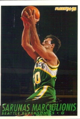 M) 1994-95 Fleer Basketball Trading Card - Sarunas Marciulionis #375 - Image 1 of 2