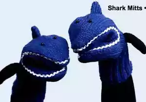 Delux MITTENS TIBURÓN tejido ADULTO marioneta ballena orca FORRADO DE LANA aleta azul mandíbulas grandes - Imagen 1 de 8