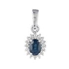 Natural Blue Sapphire Gemstone Diamond Silver Snowflake Pendant Jewelry