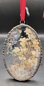 Vintage!! Dauerhafte Impressionen gerahmte Trockenblumen unter Glasfenster Sonnenfänger•Sehr guter Zustand!! - Bild 1 von 4