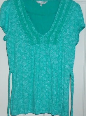 John Rocha Ditsy Print Top aqua green white floral tie waist blouse Size 14 new - Image 1 of 4