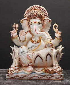 Statua Lord Ganesh - Idolo Ganesa - Scultura Grande Ganpati - Regalo Statuina Gajanan - Foto 1 di 4